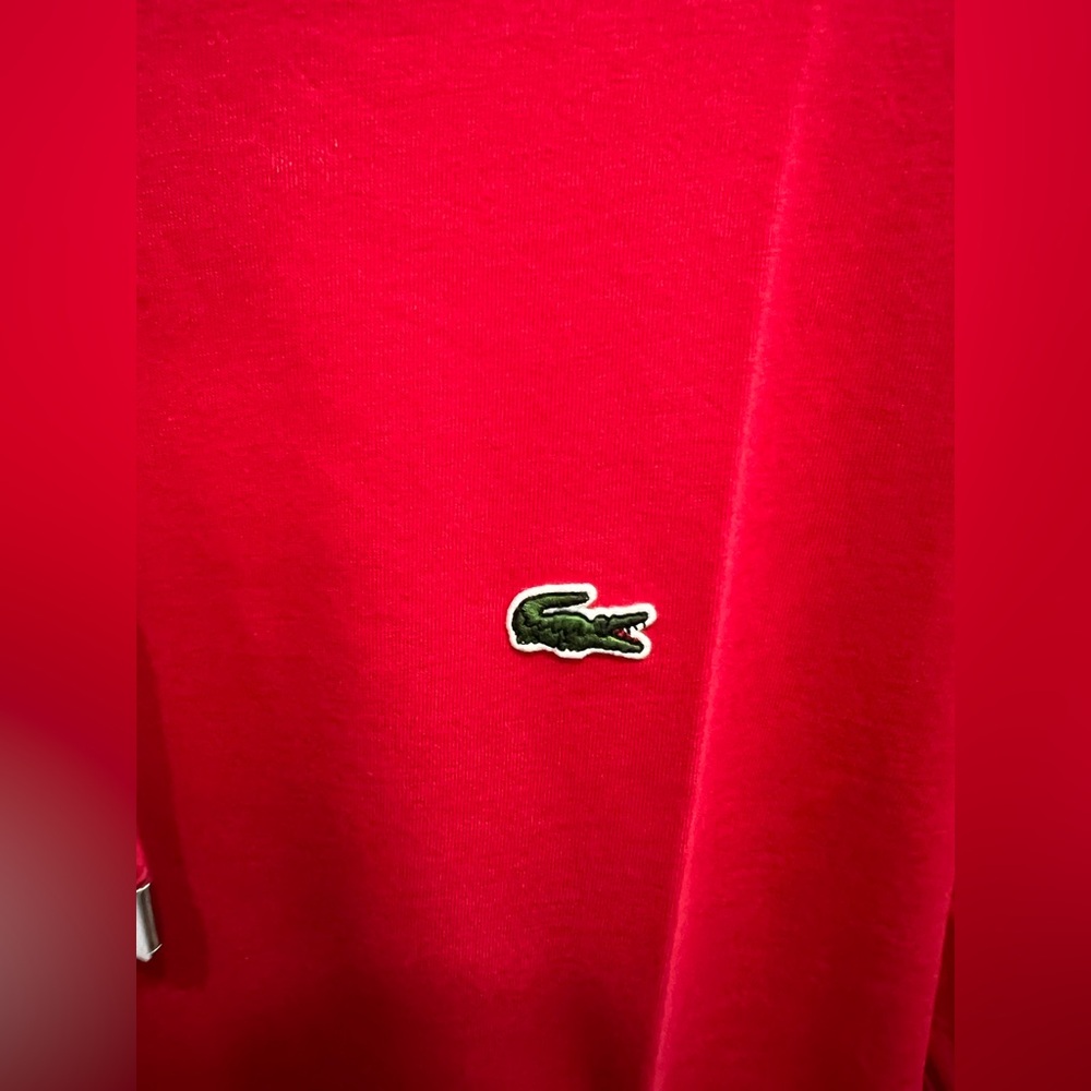 Lacoste Men's long sleeve hooded shirt regular fit Red size 5-Large new with tag - Picture 2 of 5